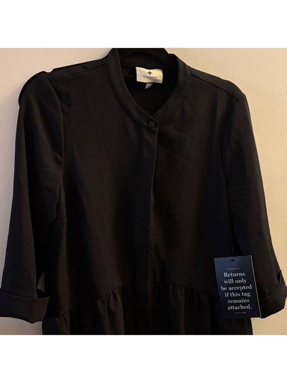 Elegant Black Women's button up shirtdress - Picture 5 of 5